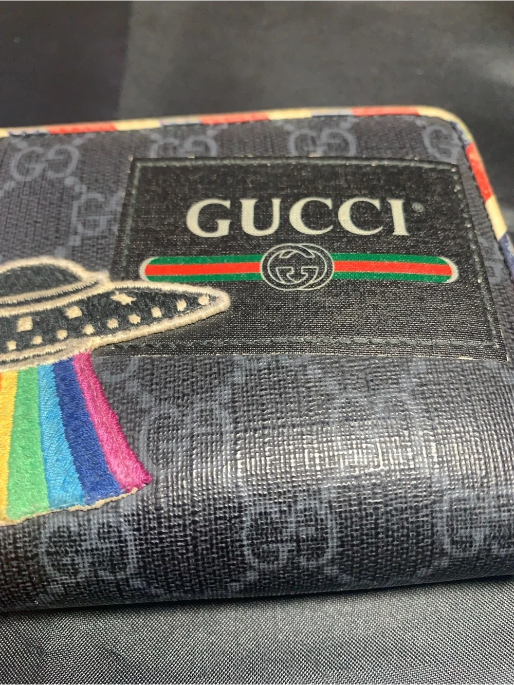 Gucci Black Monogram Wallet with Rainbow UFO Embroidery - Picture 4 of 17